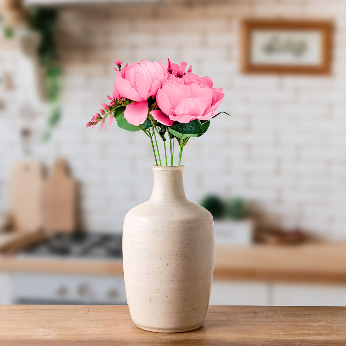 Ramo de Rosas Artificiales con 7 Ramas, color Rosa