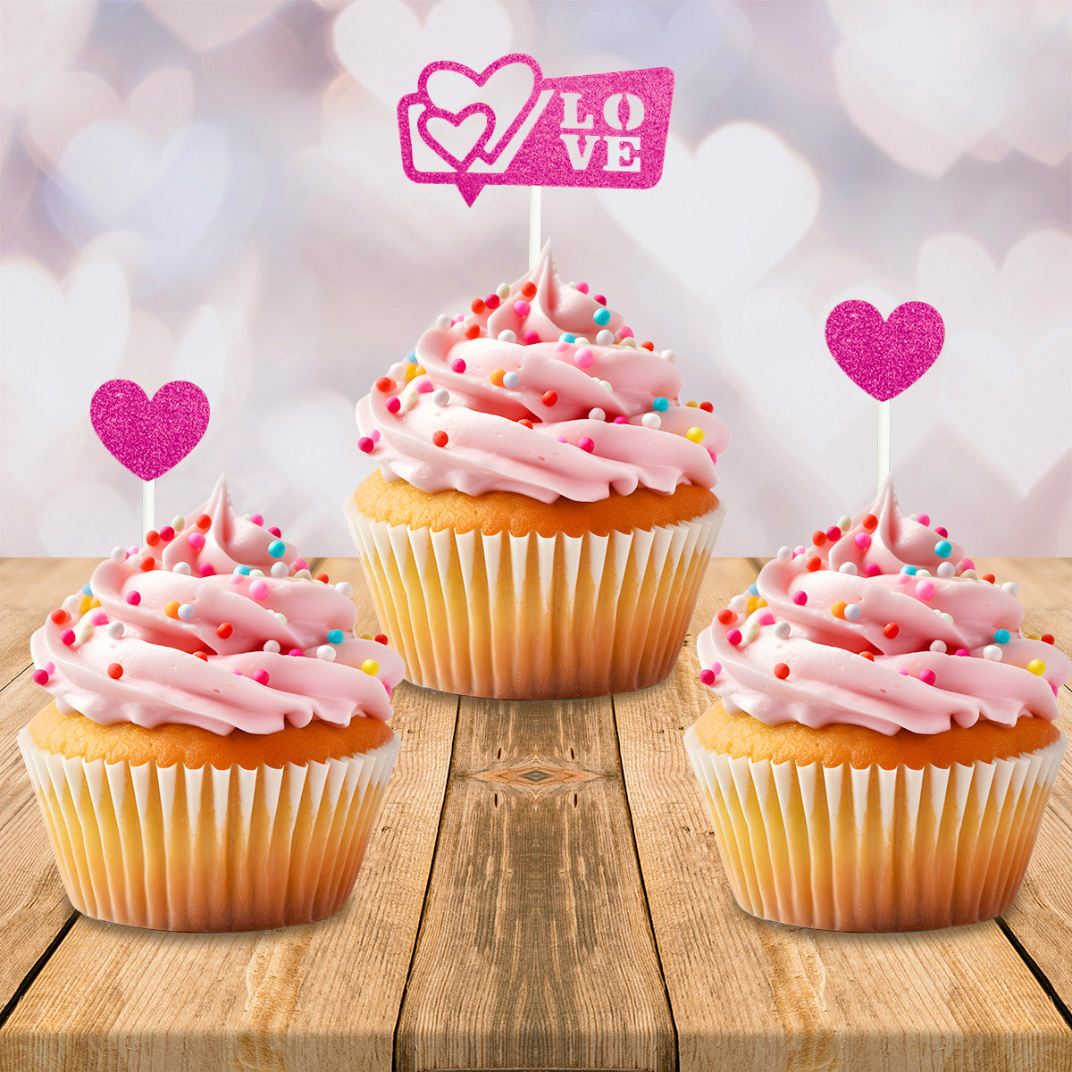 Decoración de San Valentín para Pasteles, color Fucsia