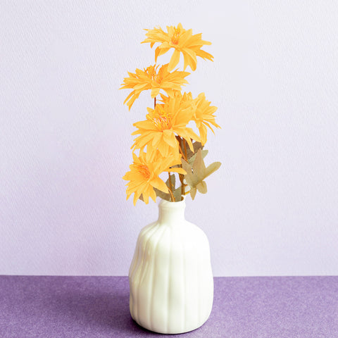Flor Artificial con 5 Cabezas, color Canario