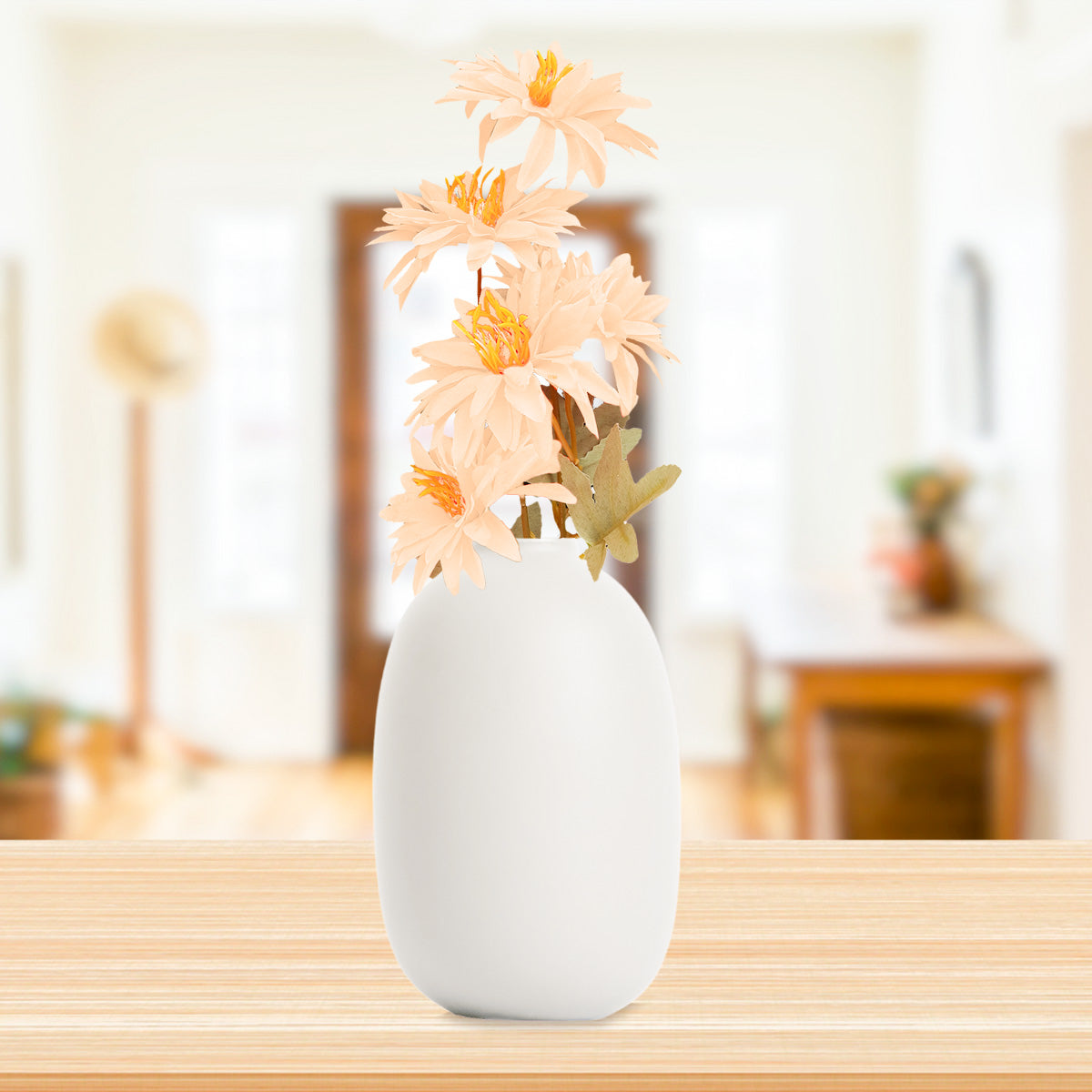 Flor Artificial con 5 Cabezas, color Melón