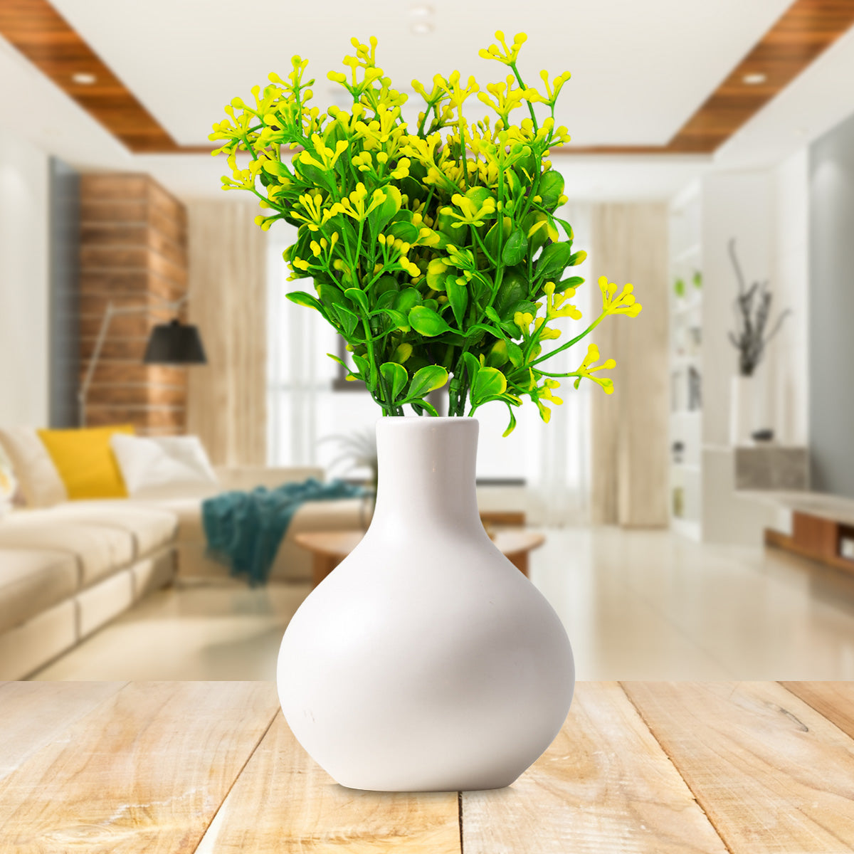 Follaje Artificial Decorativo, color Verde con Amarillo