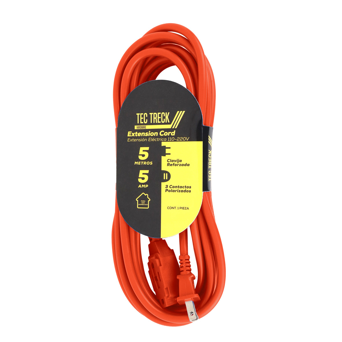 Extensión Eléctrica, 3 m, Color Naranja