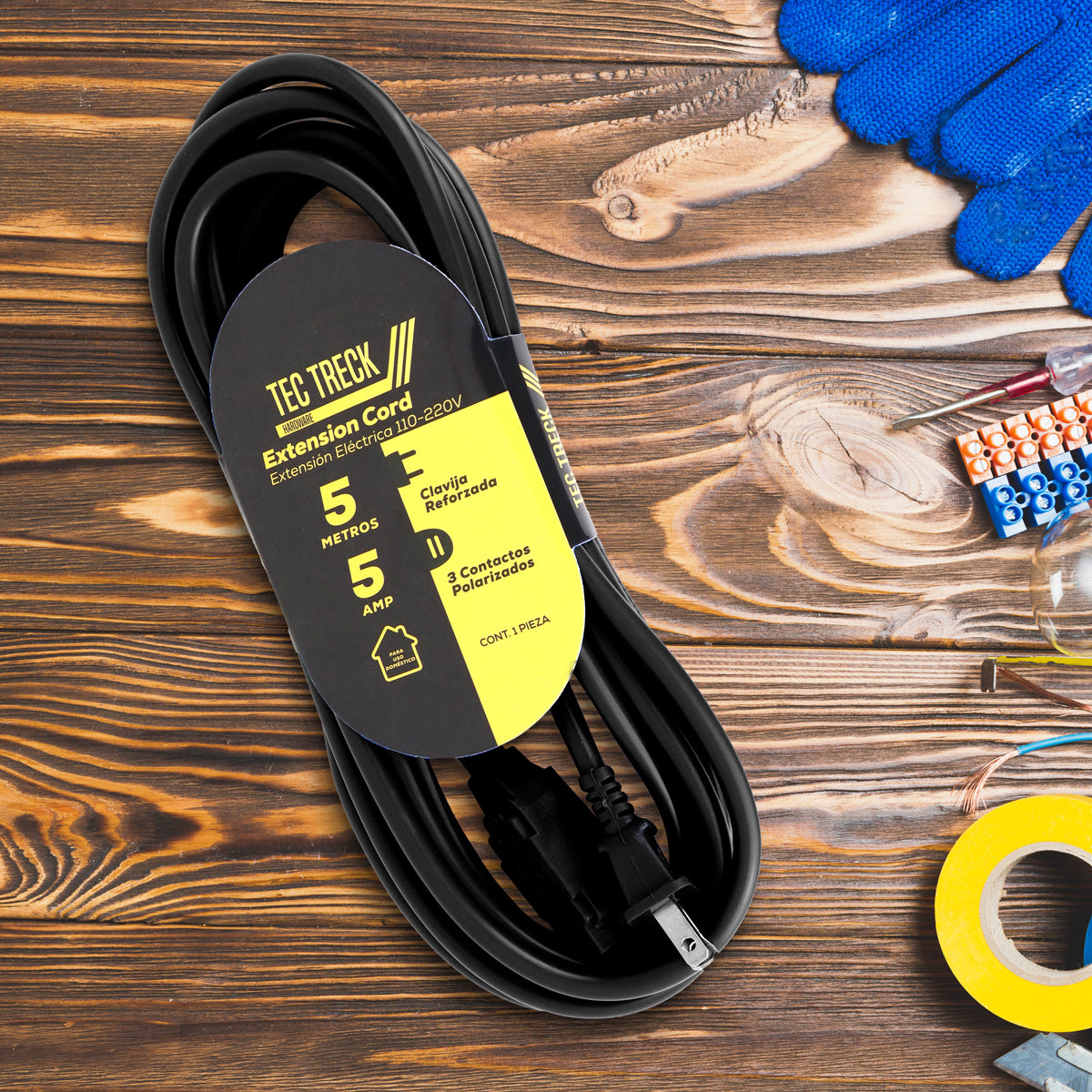 Extensión Eléctrica, 3 m, Color Negro