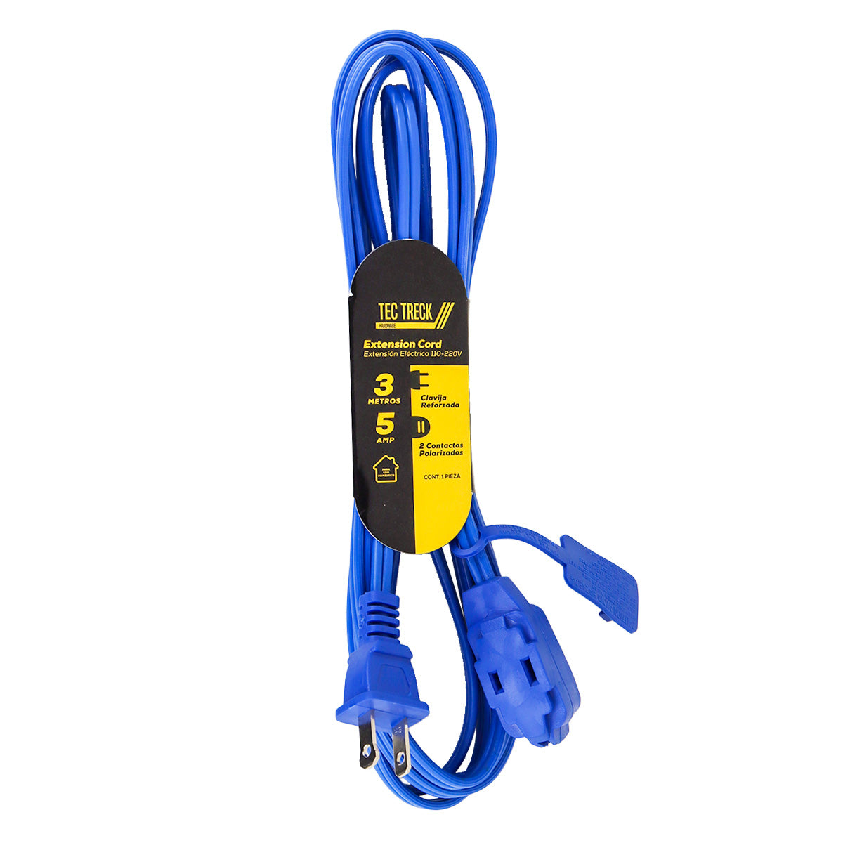 Extensión Eléctrica con 2 Contactos, color Azul