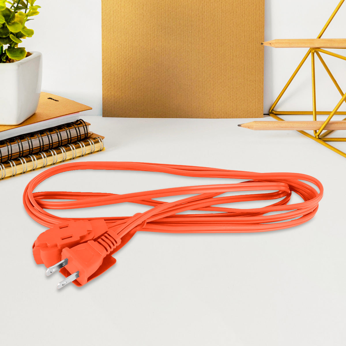 Extensión Eléctrica con 2 Contactos, color Naranja