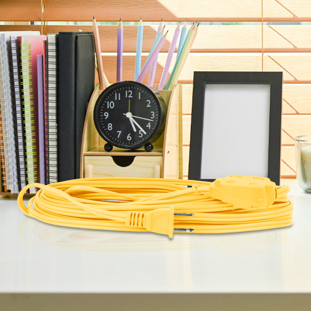 Extensión Eléctrica con 2 Contactos Polarizados, color Amarillo