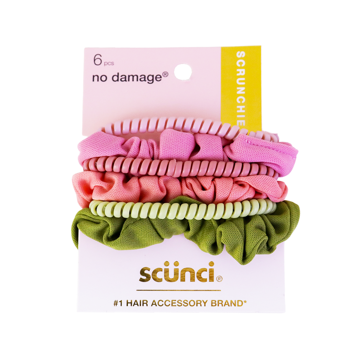 Scrunchies y Elásticos en Espiral para el Cabello, 6 piezas