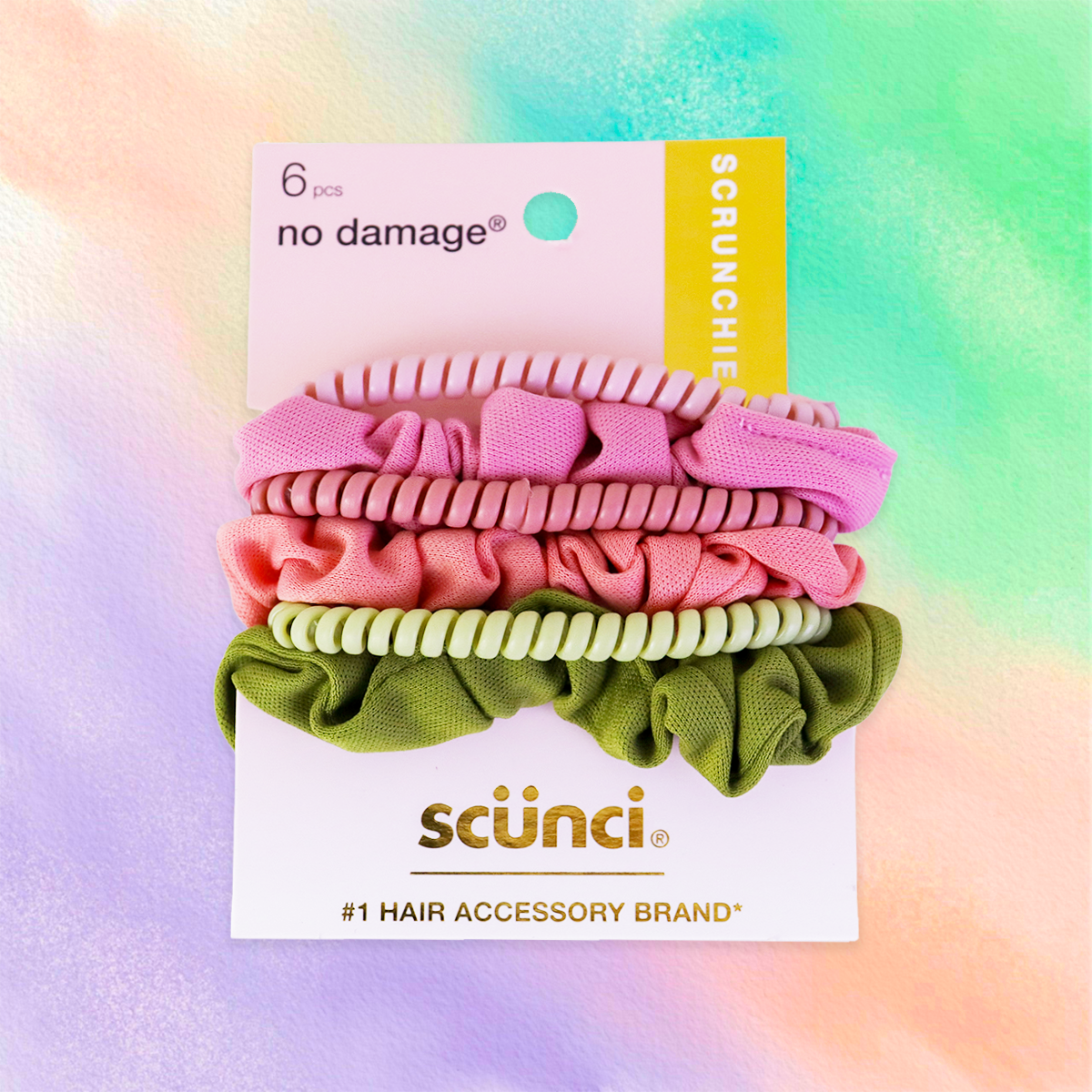 Scrunchies y Elásticos en Espiral para el Cabello, 6 piezas