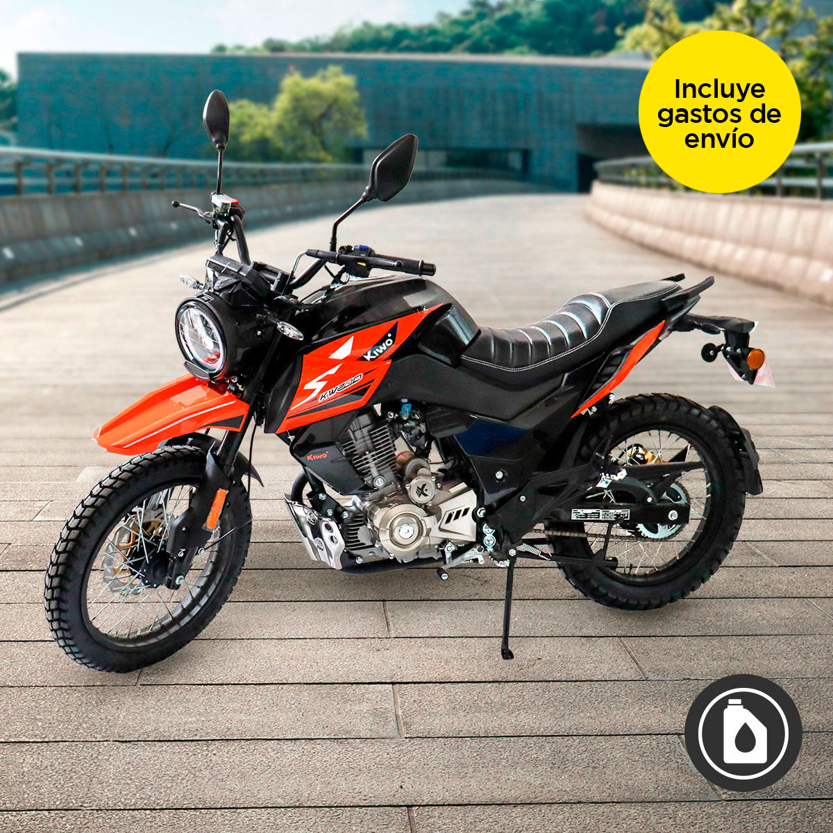 Motocicleta Kiwo KW 200, color Negro con Naranja