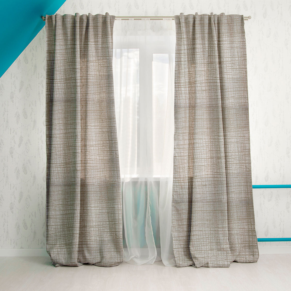 Cortina Diseño de Jaspeado, Color Beige 200 x 140 cm