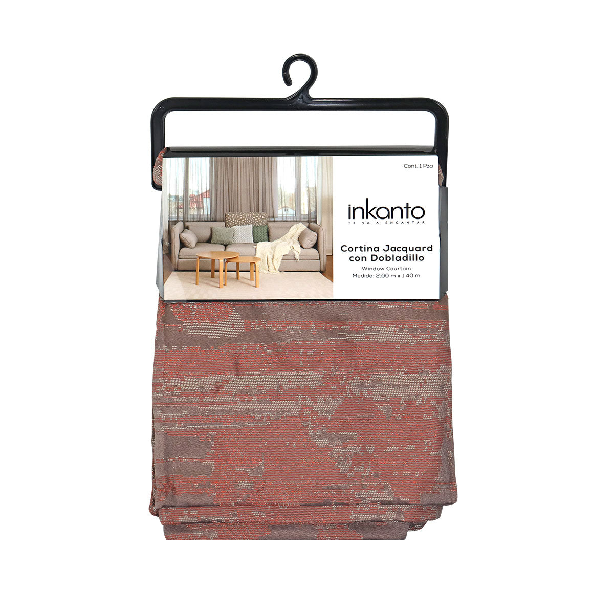 Cortina Diseño Jaspeado colores Rojizos 200 x 140cm