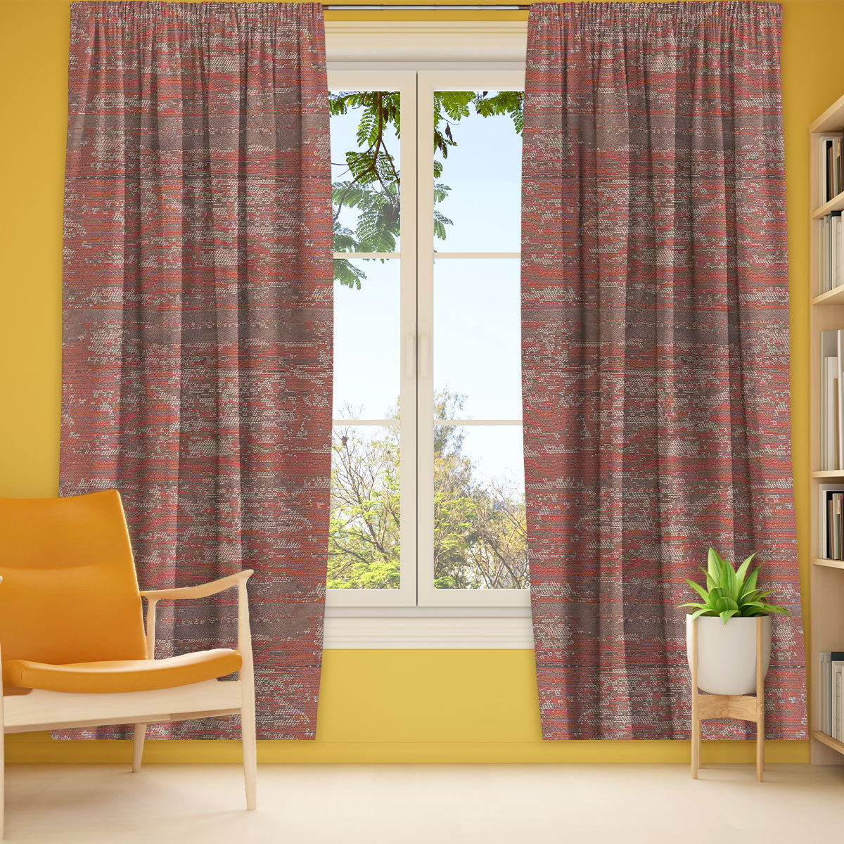 Cortina Diseño Jaspeado colores Rojizos 200 x 140cm