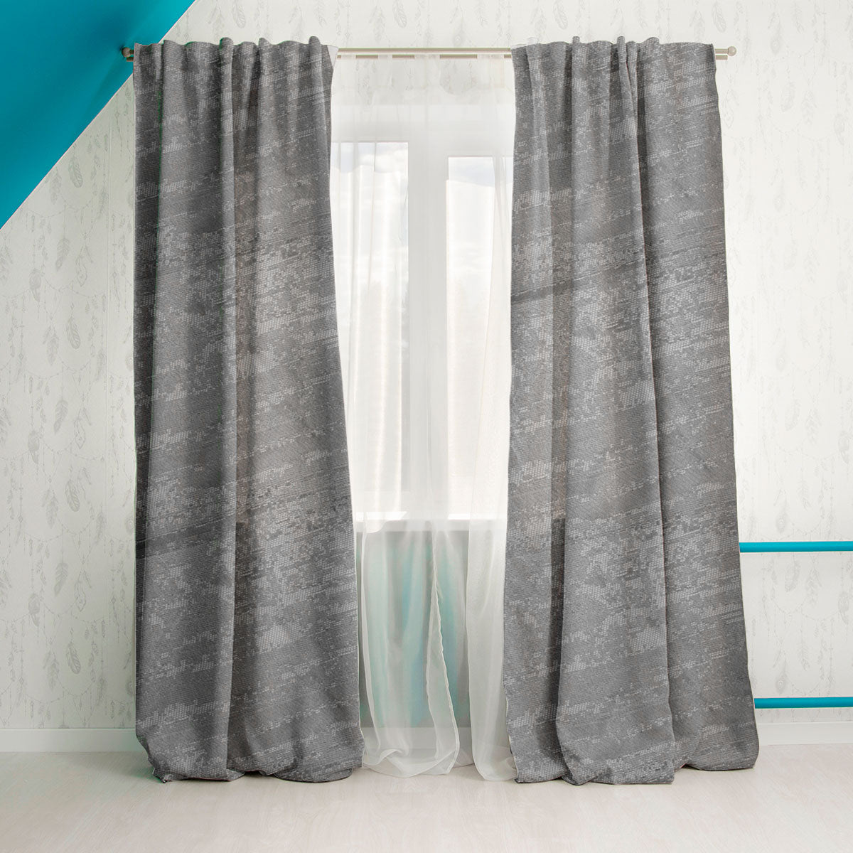 Cortina Diseño de Jaspeado color Gris 200 x 140cm