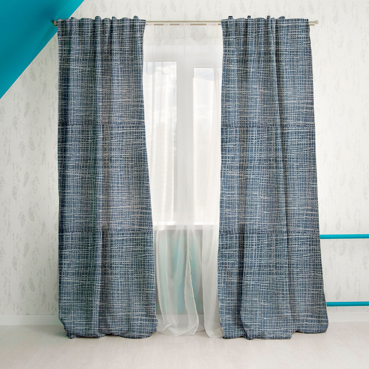 Cortina Diseño de Jaspeado color Azul 200 x 140cm