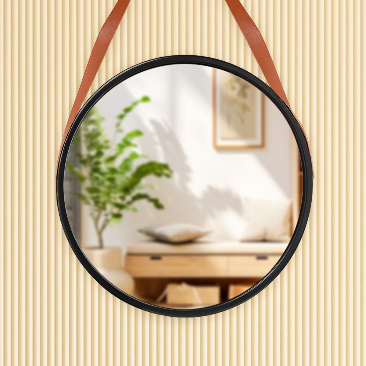 Espejo Redondo con Marco Color Negro