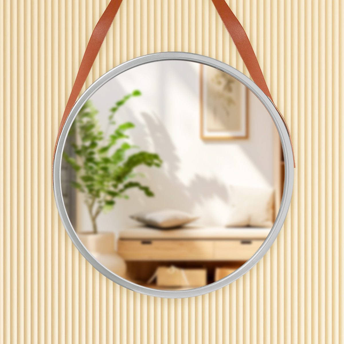 Espejo Redondo con Marco Color Plata