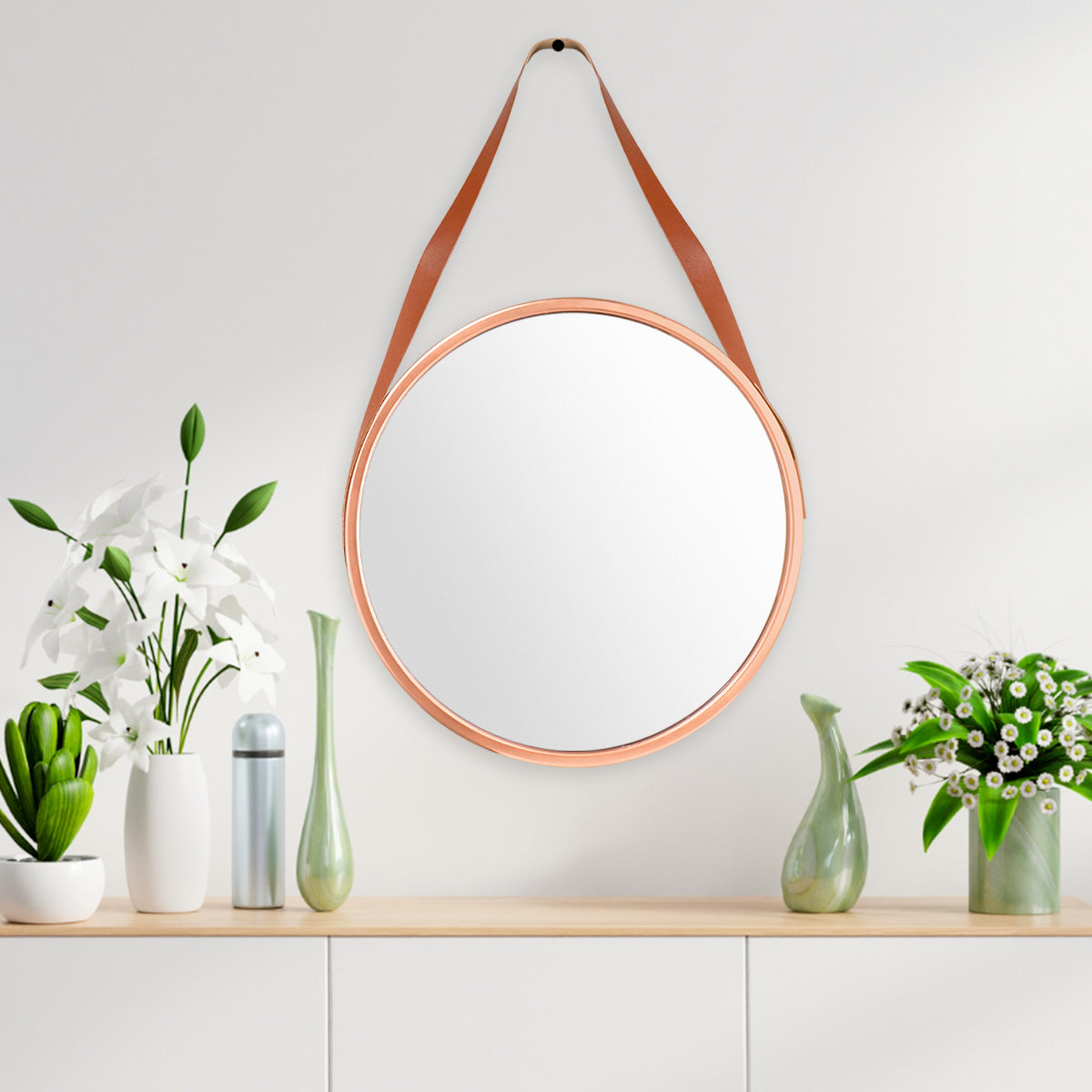 Espejo Redondo con Marco Color Cobre