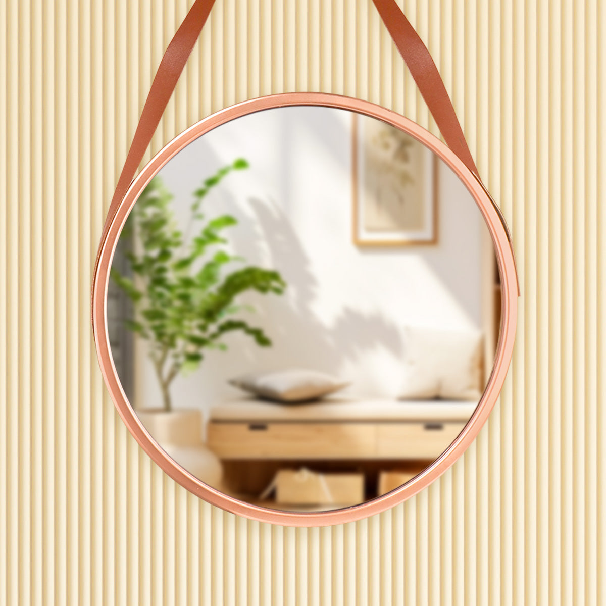 Espejo Redondo con Marco Color Cobre