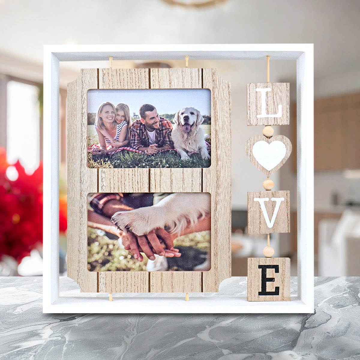 Portarretratos Familiar Love/Home, Letras Color Blanco/Negro