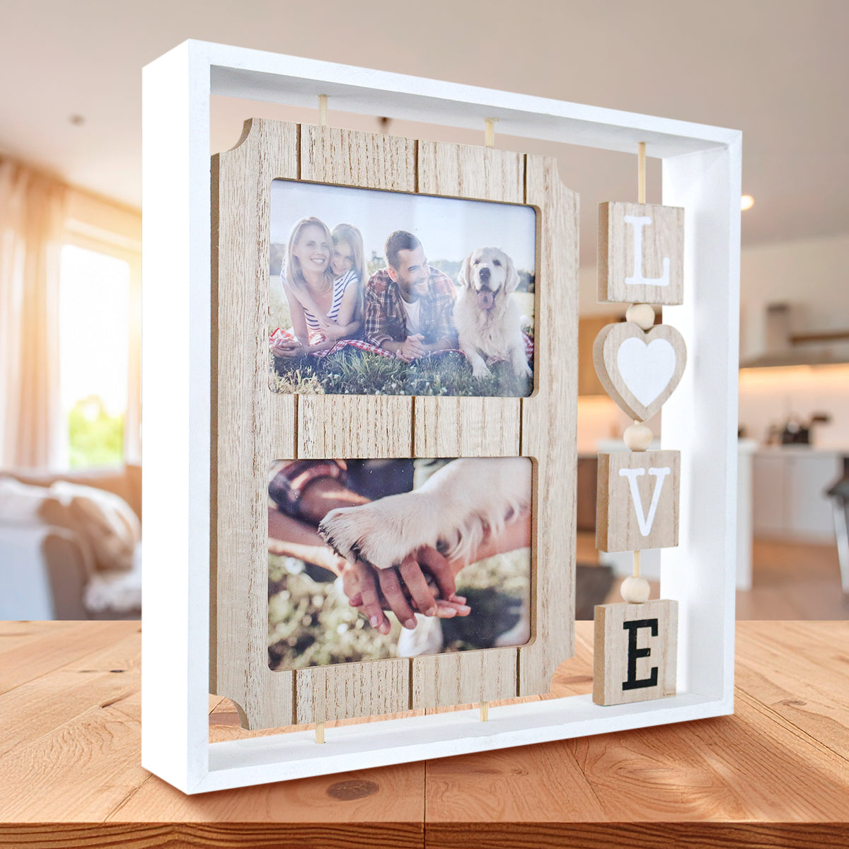 Portarretratos Familiar Love/Home, Letras Color Blanco/Negro