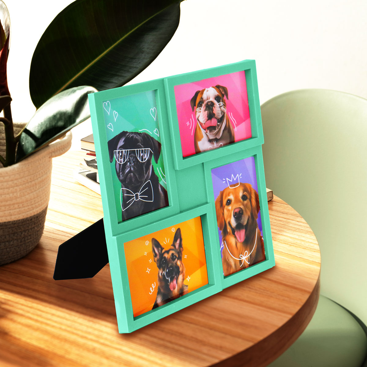 Portarretratos Familiar con Marco color Verde Pistache