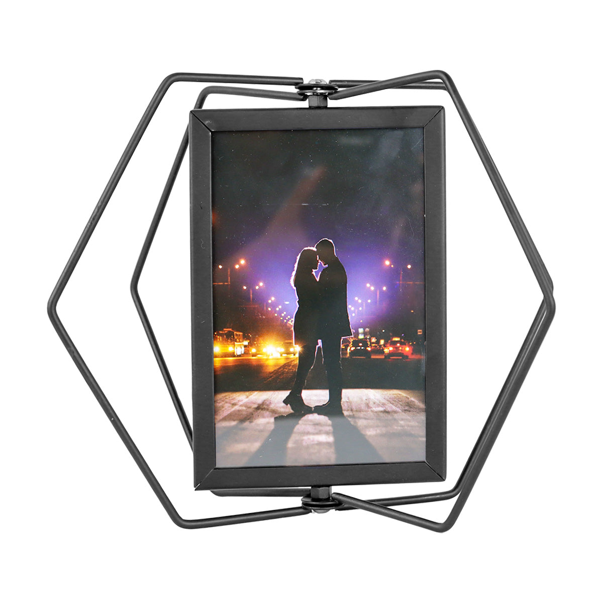 Portarretrato Metálico Hexagonal