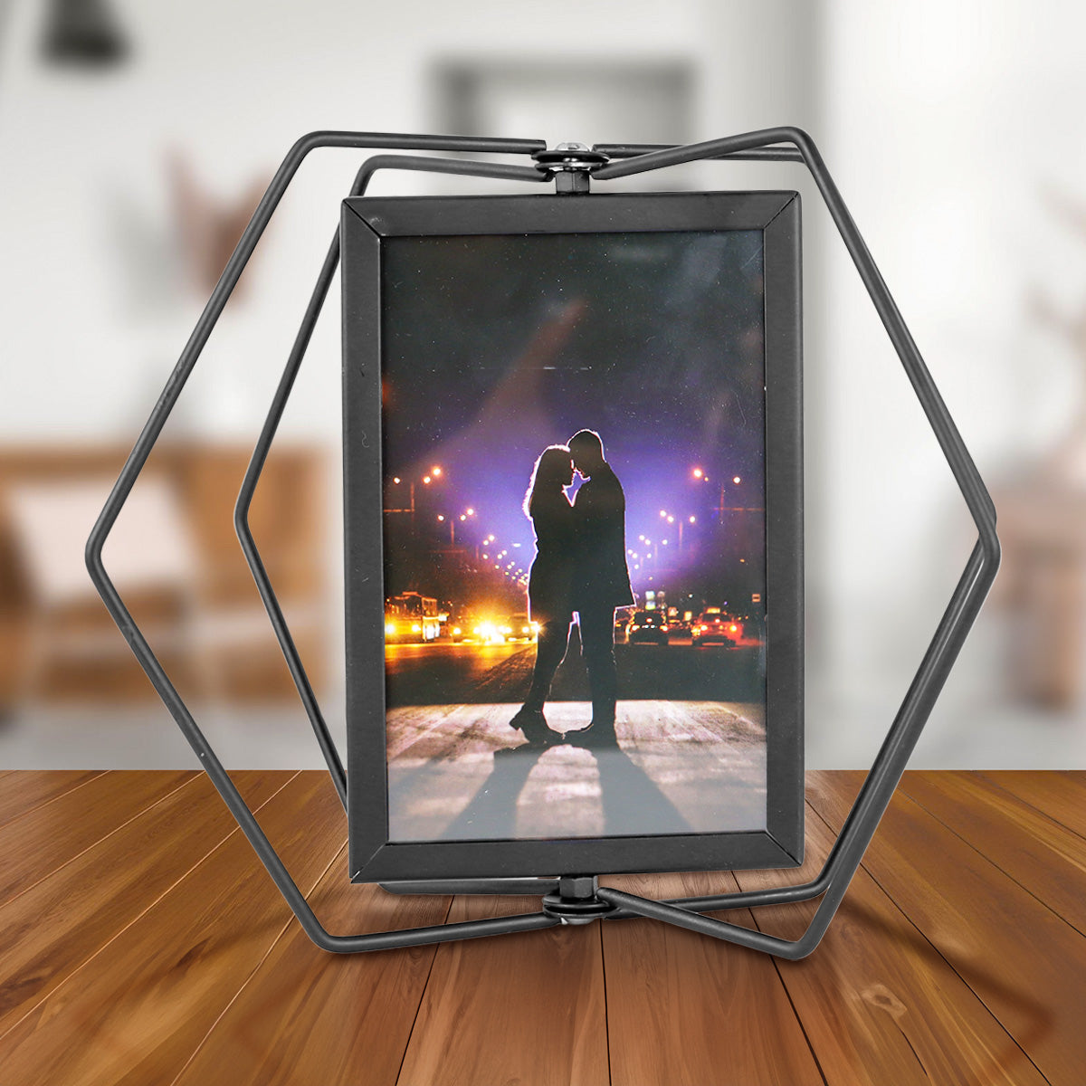 Portarretrato Metálico Hexagonal