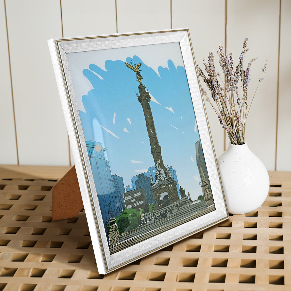 Portarretratos con Marco Trenzado color Blanco, 20x25cm