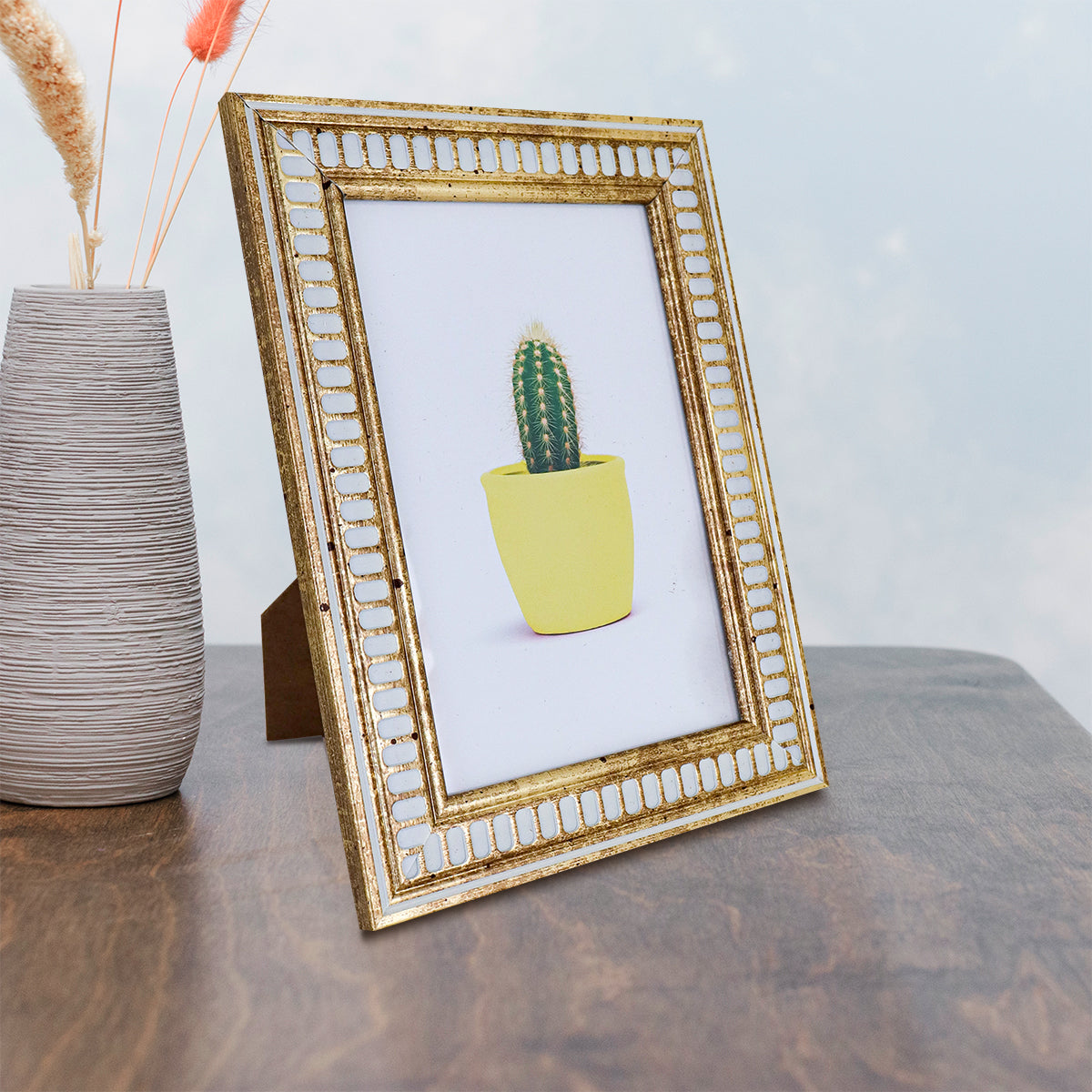 Portarretratos con Marco color Bronce con Blanco 10x15cm