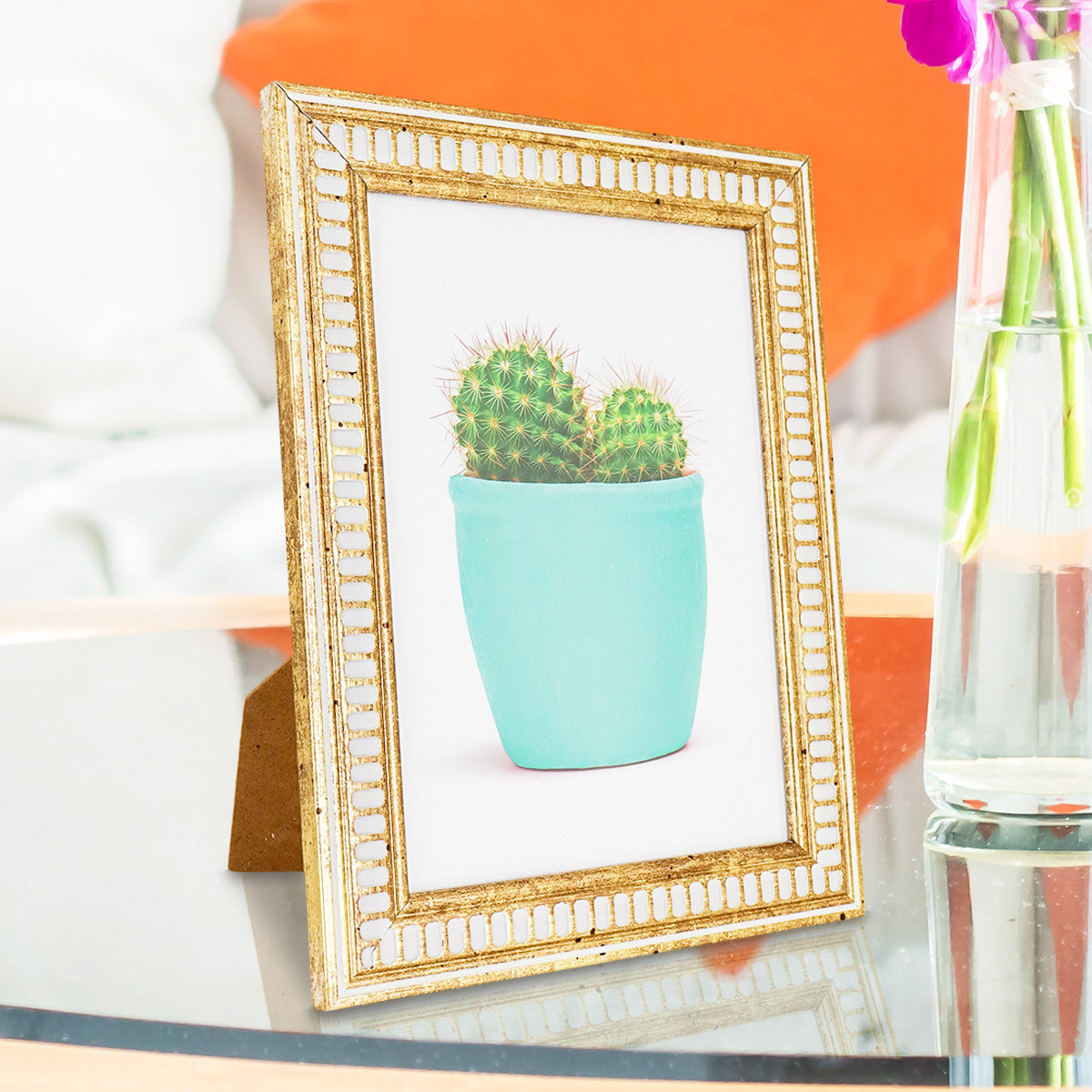 Portarretratos con Marco color Blanco con Cobre 18x13cm