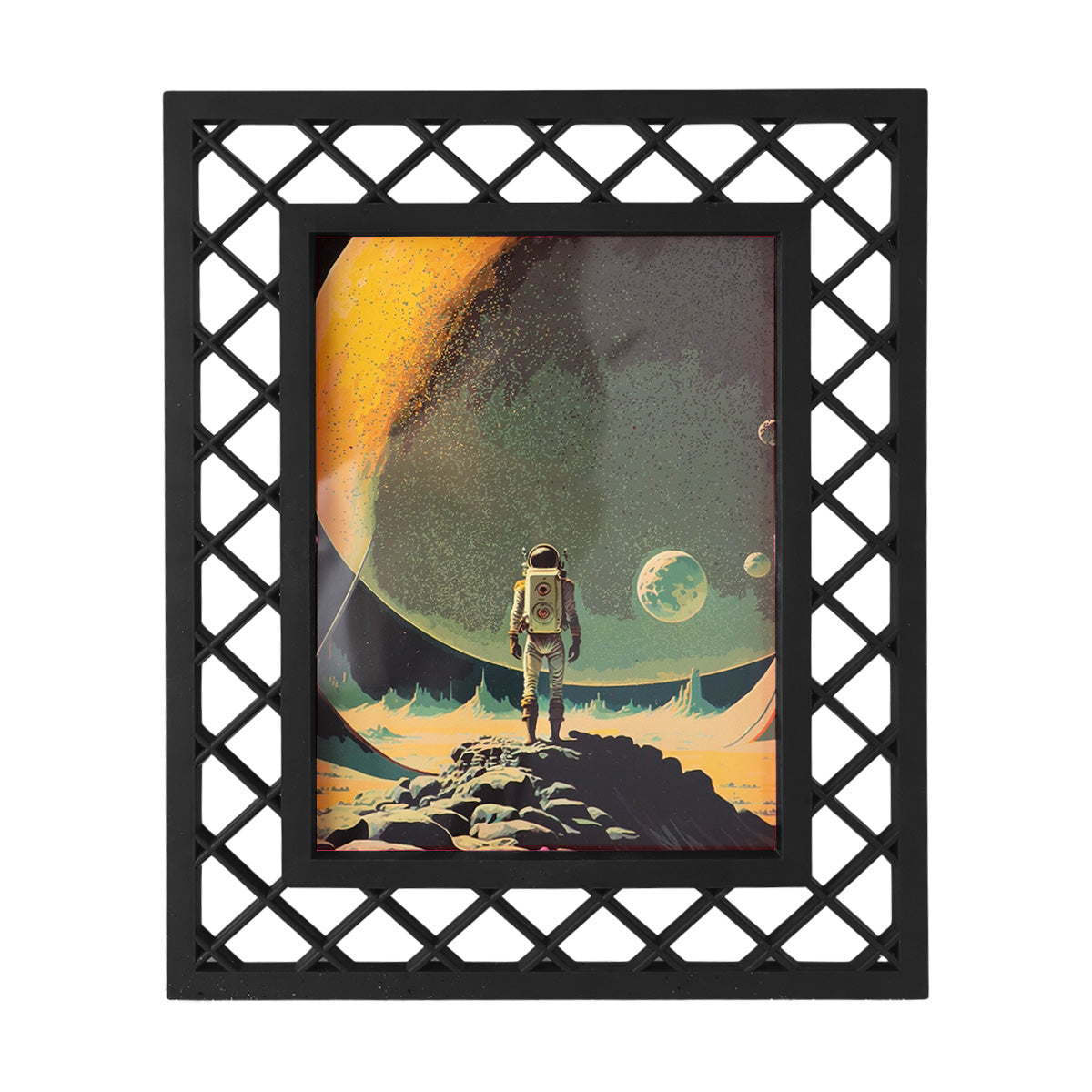 Portarretrato, Diseño Reja, Color Negro, 20x25 cm