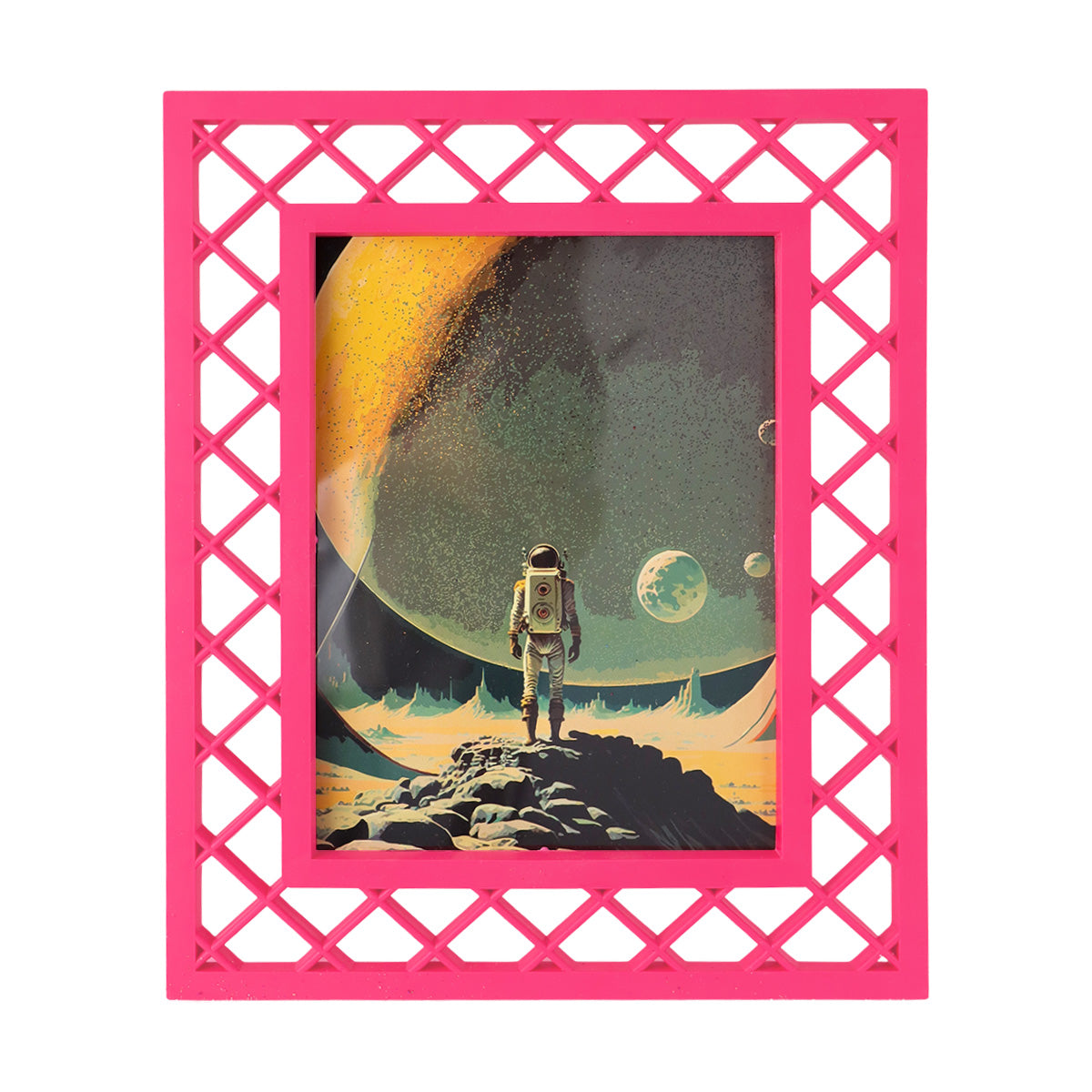 Portarretrato, Diseño Reja, Color Rosa, 20x25 cm