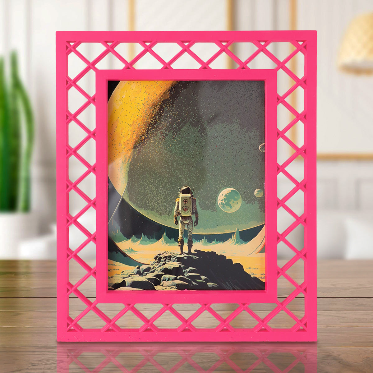 Portarretrato, Diseño Reja, Color Rosa, 20x25 cm