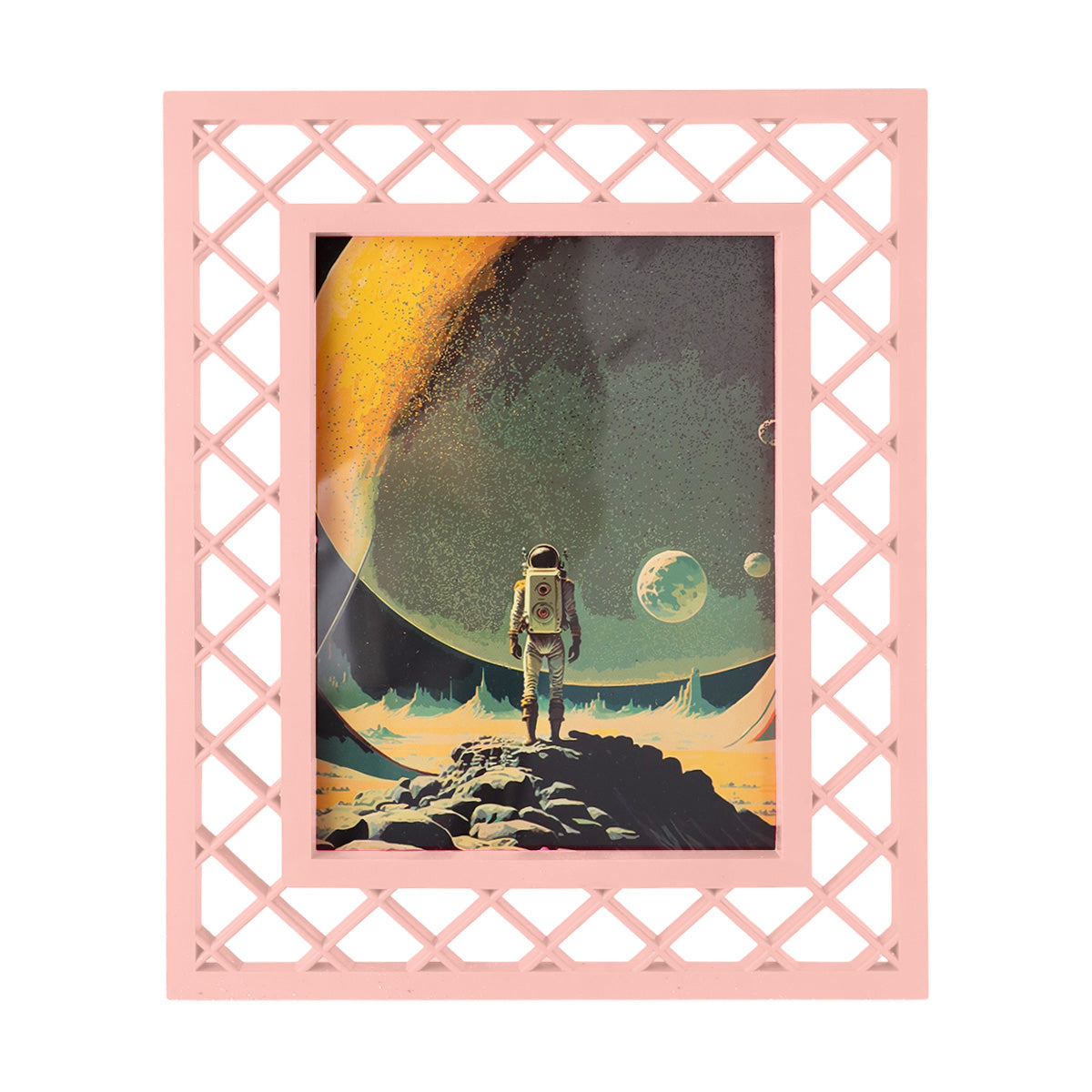 Portarretrato, Diseño Reja, Color Rosa Claro, 20x25 cm