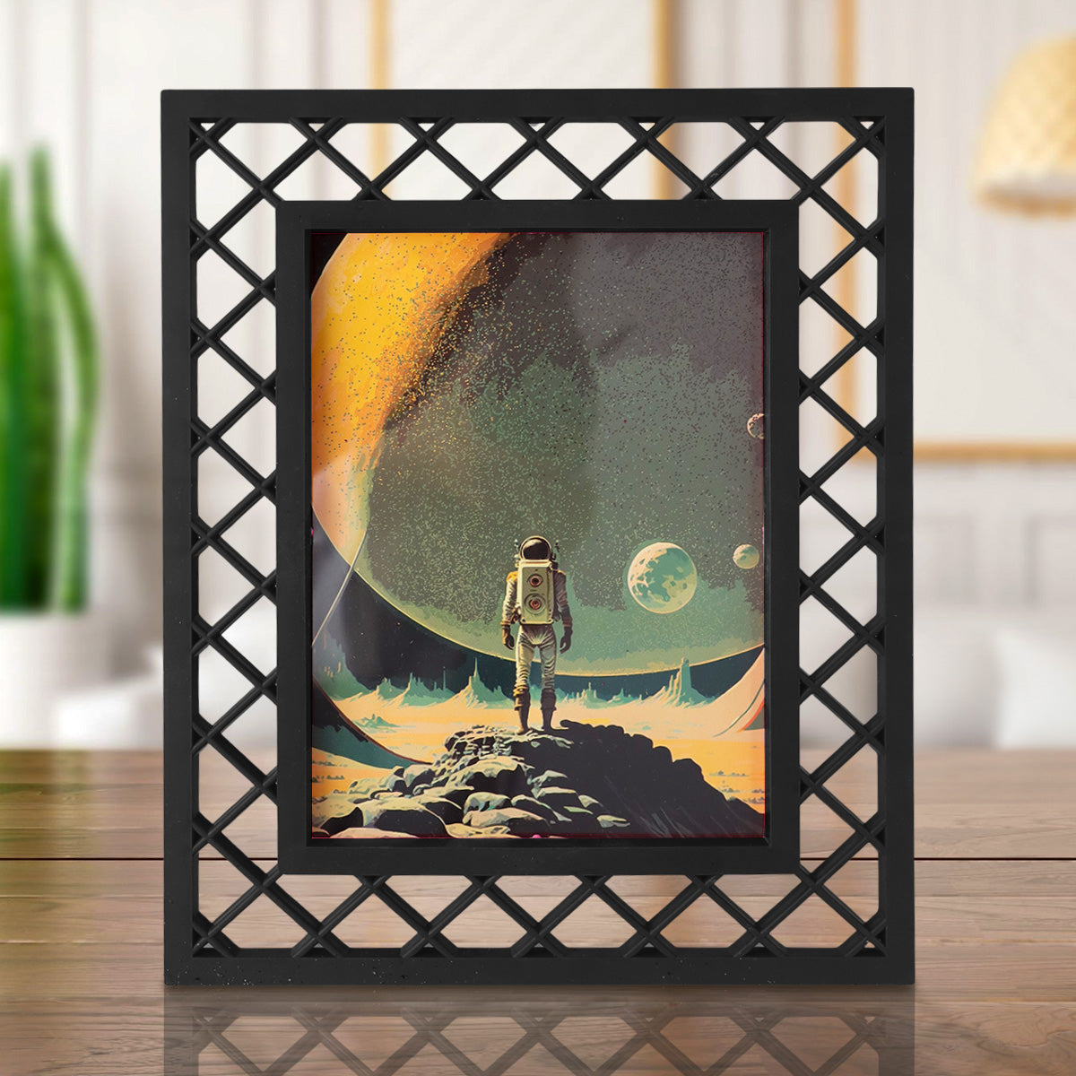 Portarretrato, Diseño Reja, Color Negro, 20x25 cm