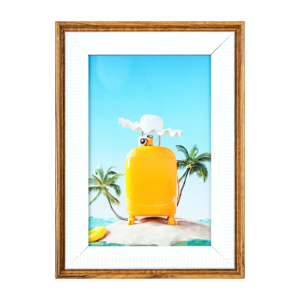 Portarretratos con Marco Diseño Líneas color Blanco, 15x10cm