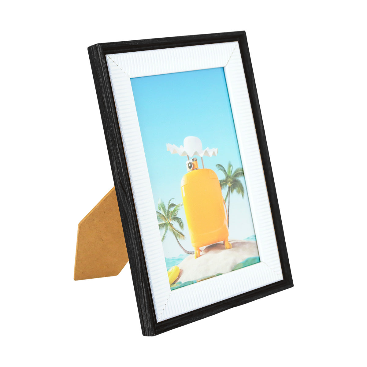 Portarretratos con Marco Diseño Líneas color Negro, 15x10cm