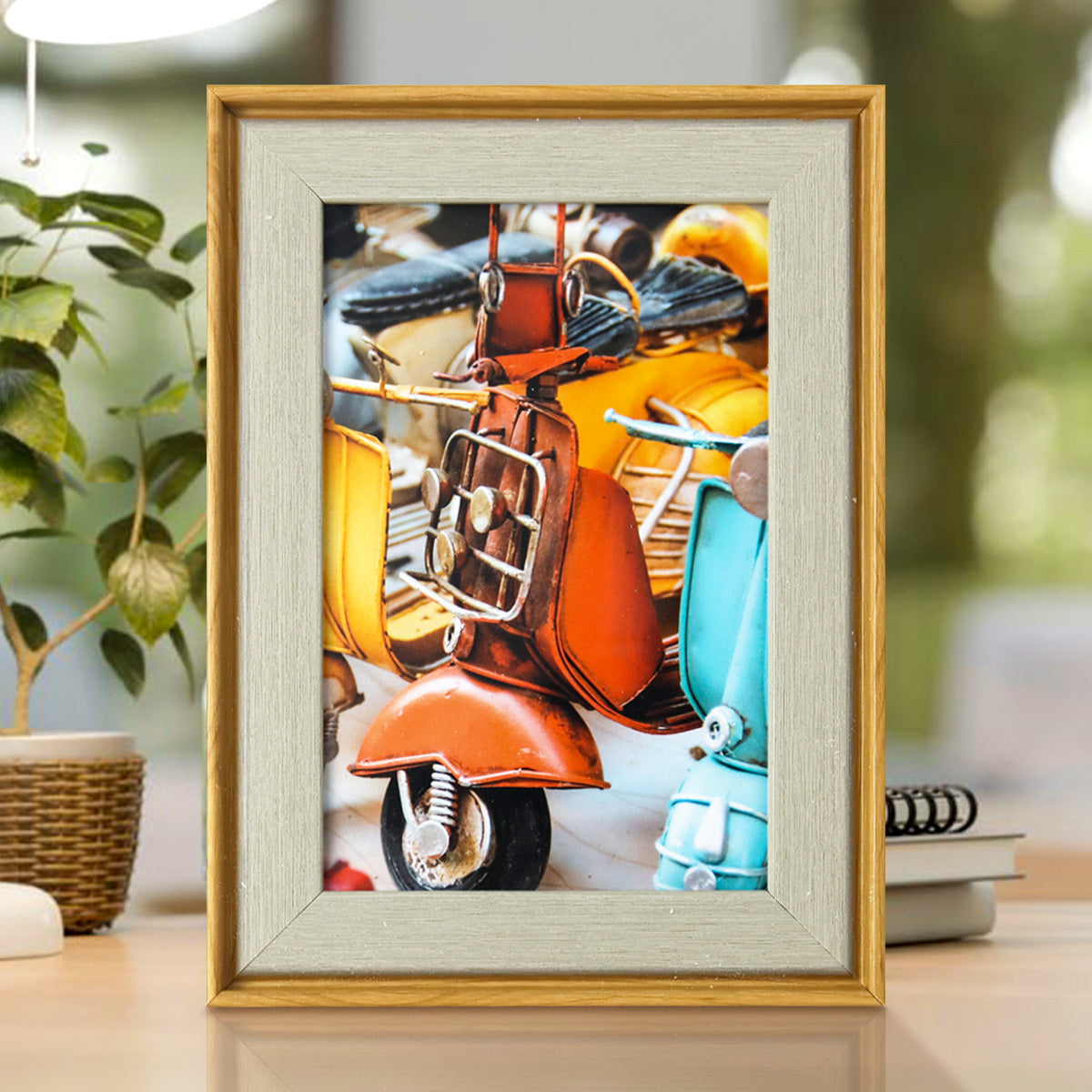 Portarretratos con Marco Diseño Madera color Beige, 15x10cm