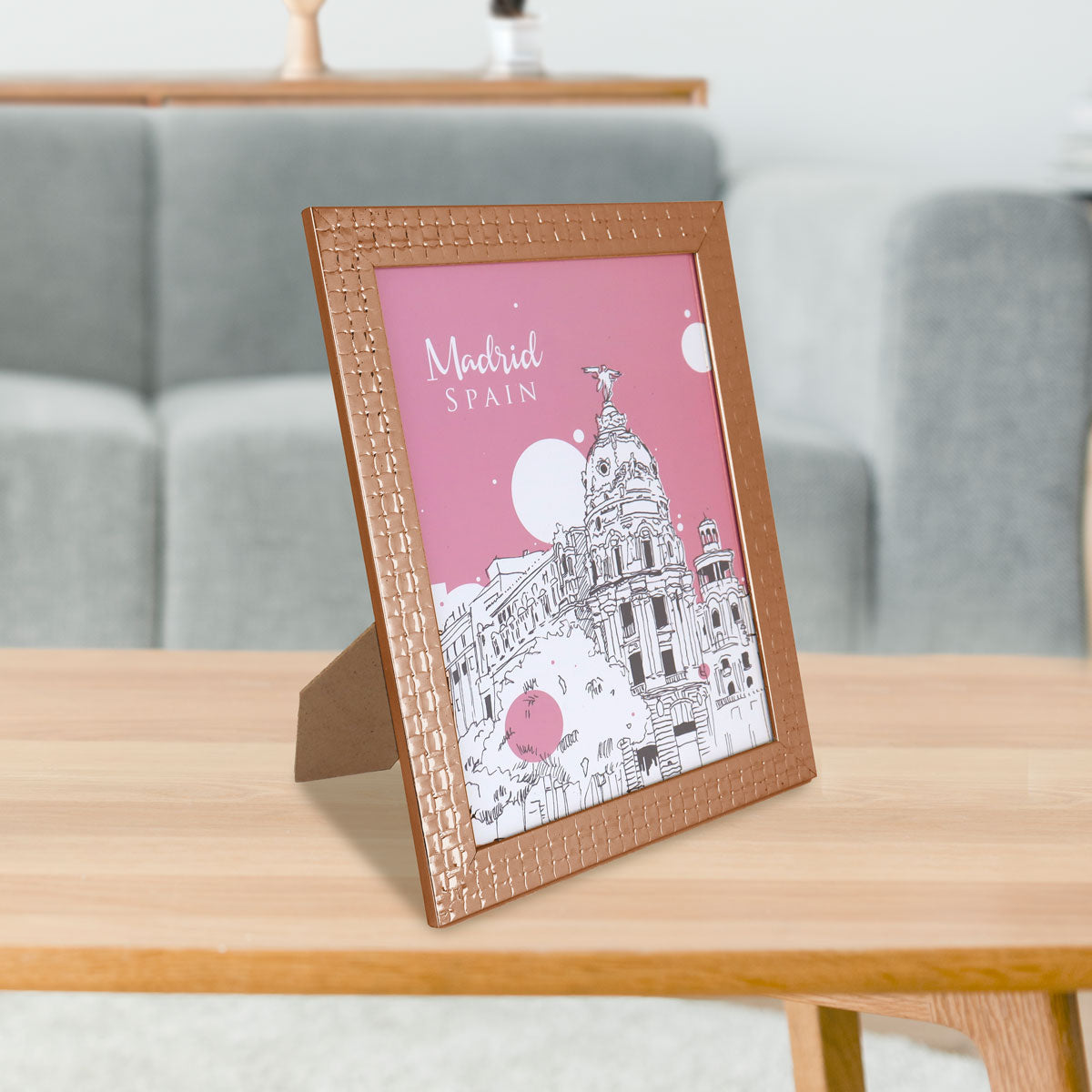 Portarretrato color Cobre con Diseño de Cuadros