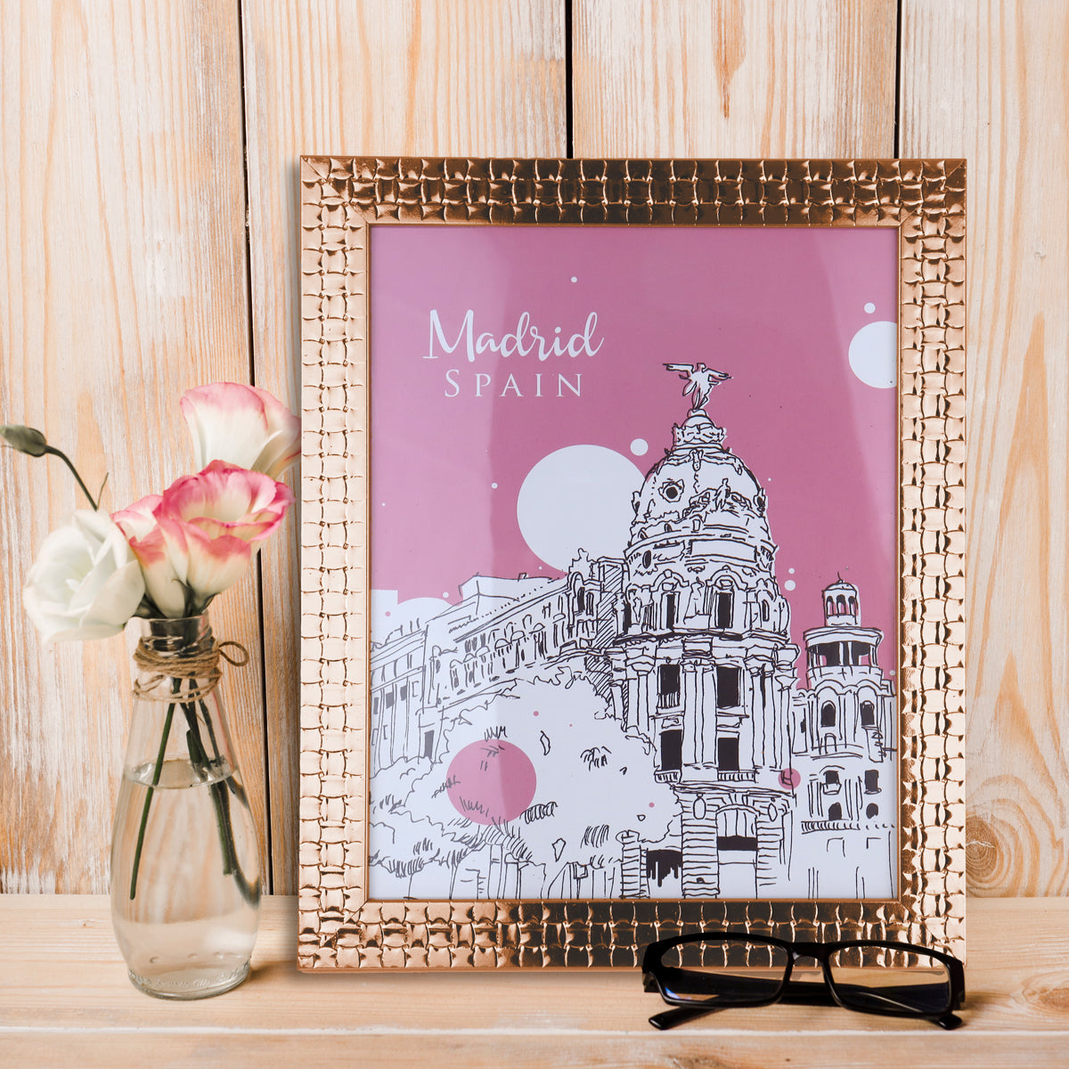 Portarretrato color Cobre con Diseño de Cuadros