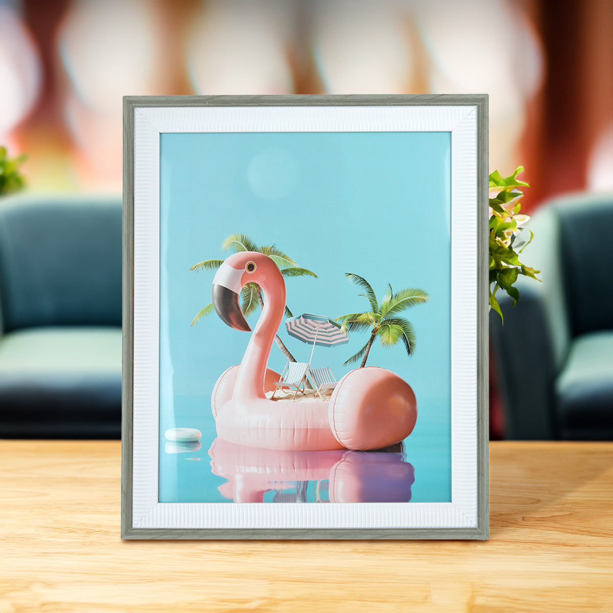 Portarretratos con Marco Doble color Madera y Blanco, 20x25cm