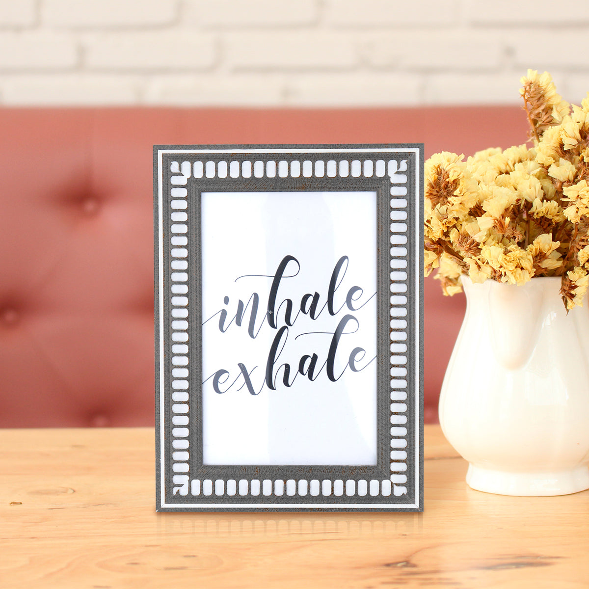 Portarretratos con Marco color Gris con Blanco, 10x15cm