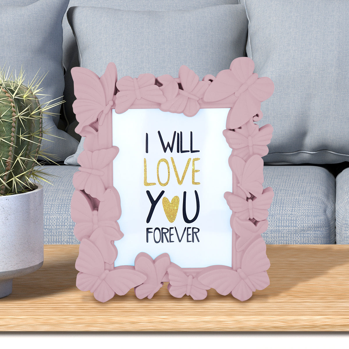 Portarretratos con Diseño de Mariposa color Rosa