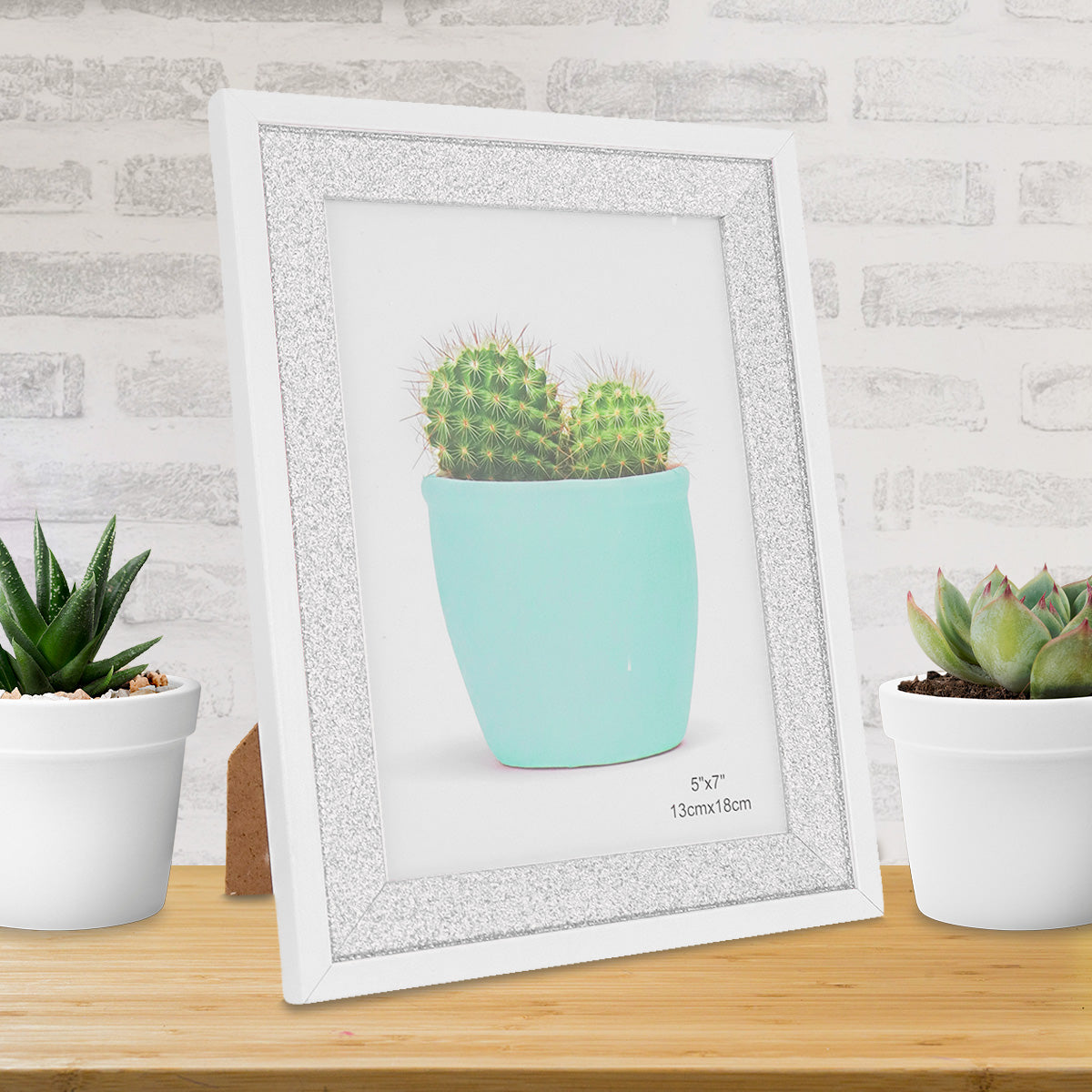 Portarretrato con Marco color Plata con Brillos, 18x13cm