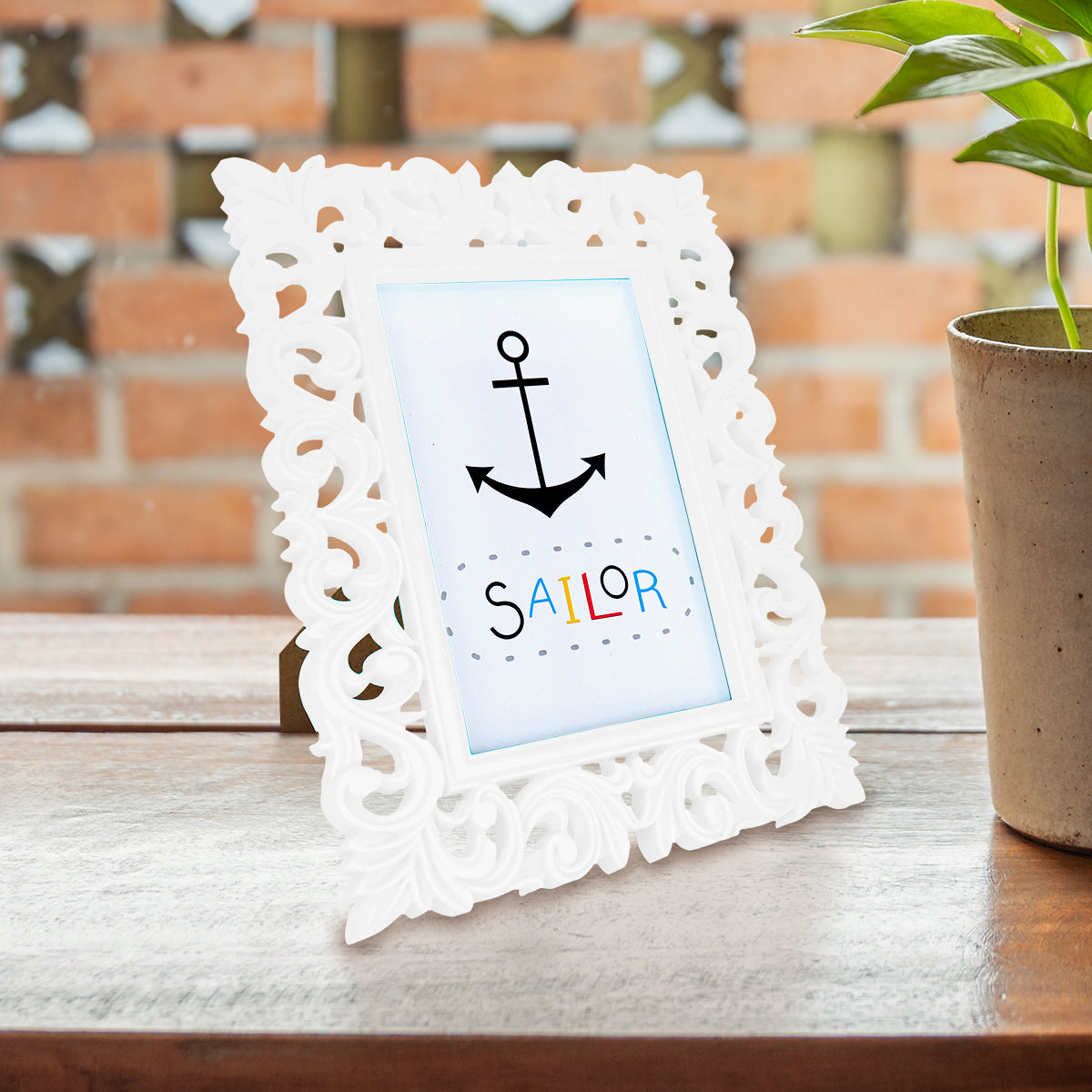 Portarretratos Clásico con Marco color Blanco 10x15cm