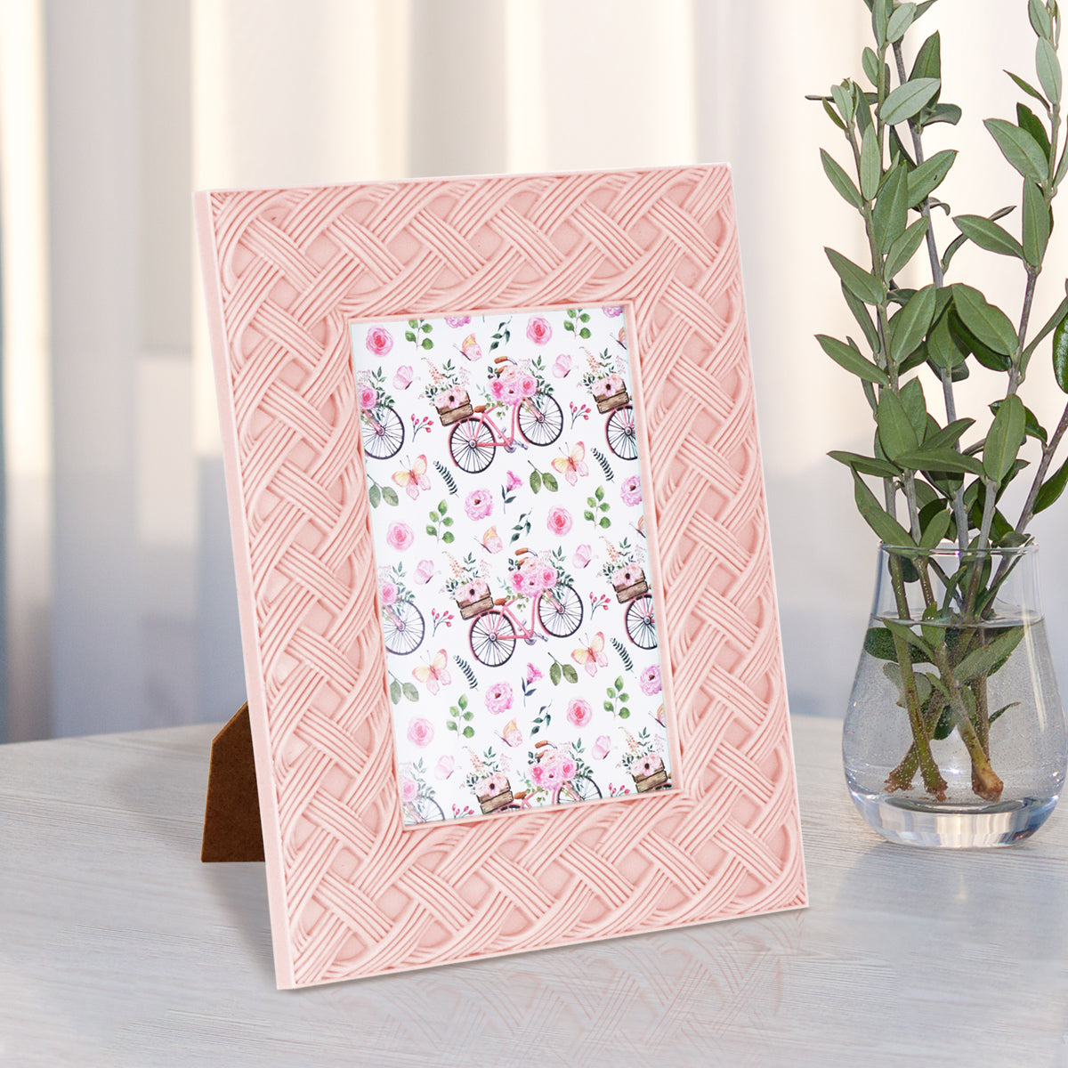 Portarretratos con Marco Trenzado color Rosa 10x15cm