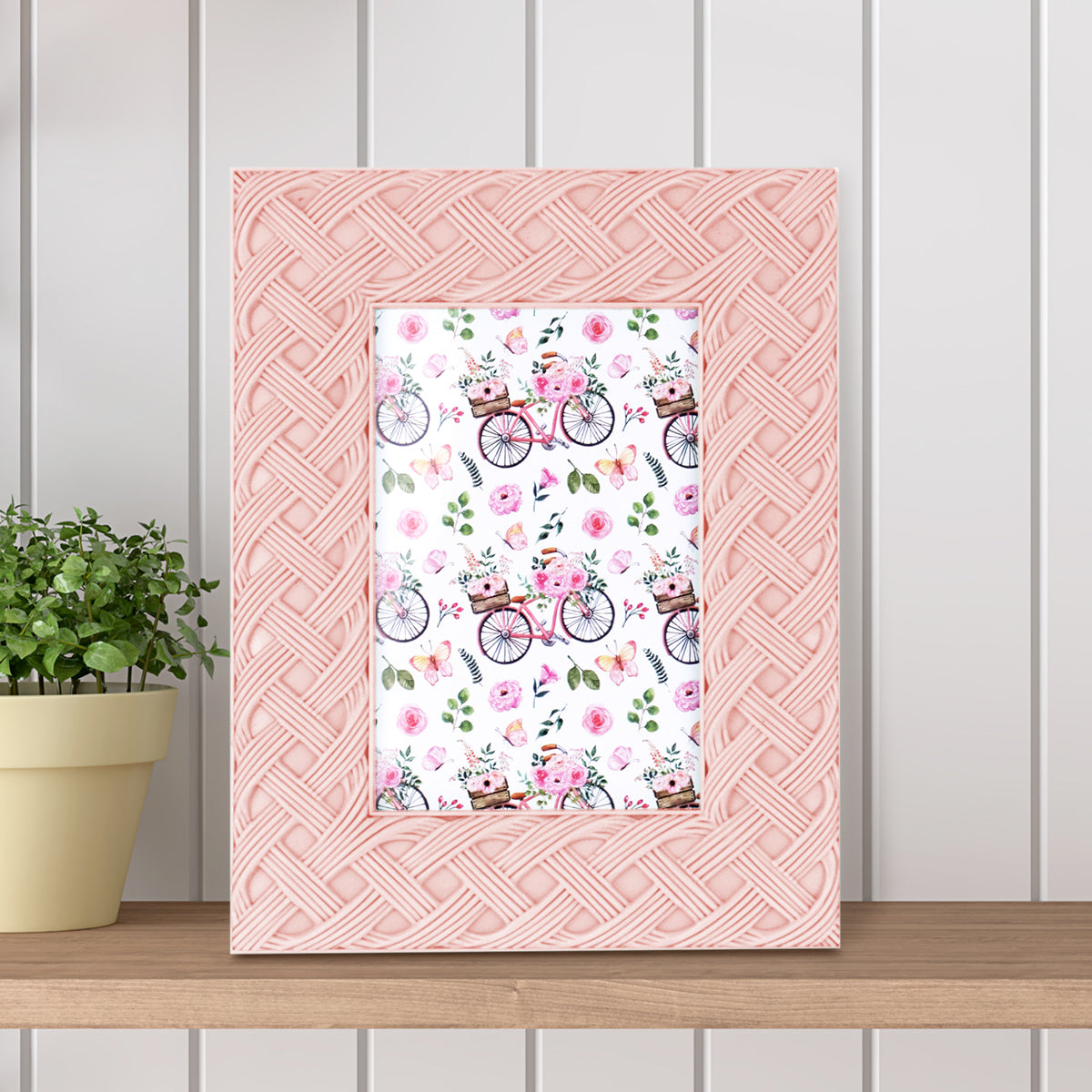 Portarretratos con Marco Trenzado color Rosa 10x15cm