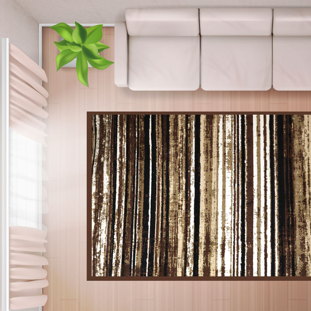 Alfombra Estilo Turco, Color Café con Negro, 200x140 cm