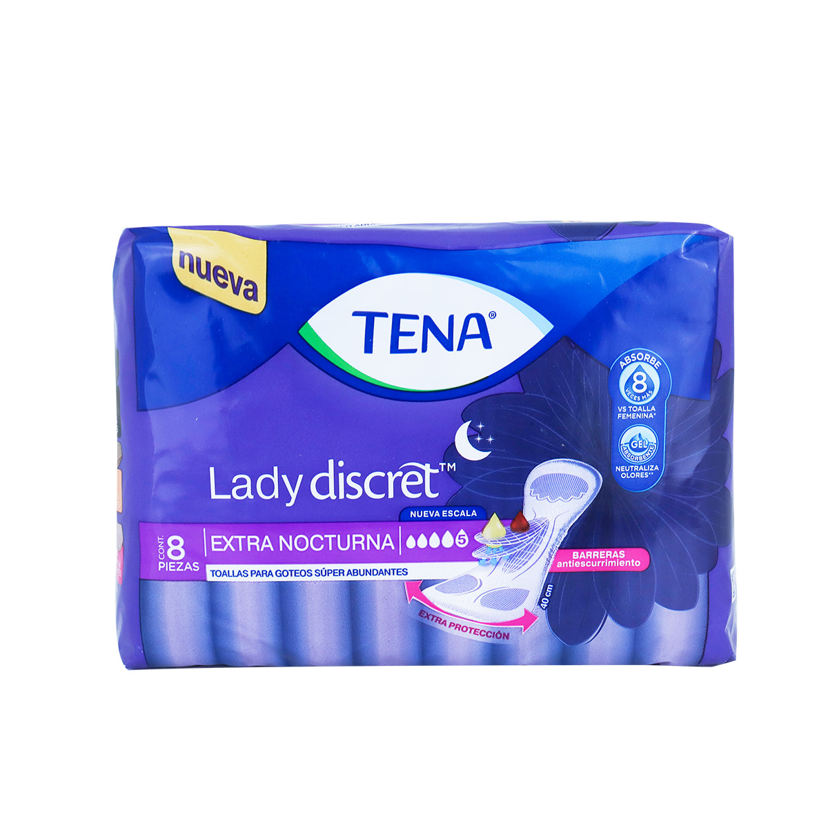 Toallas Extra Nocturna para Incontinencia, Tena Lady Discret