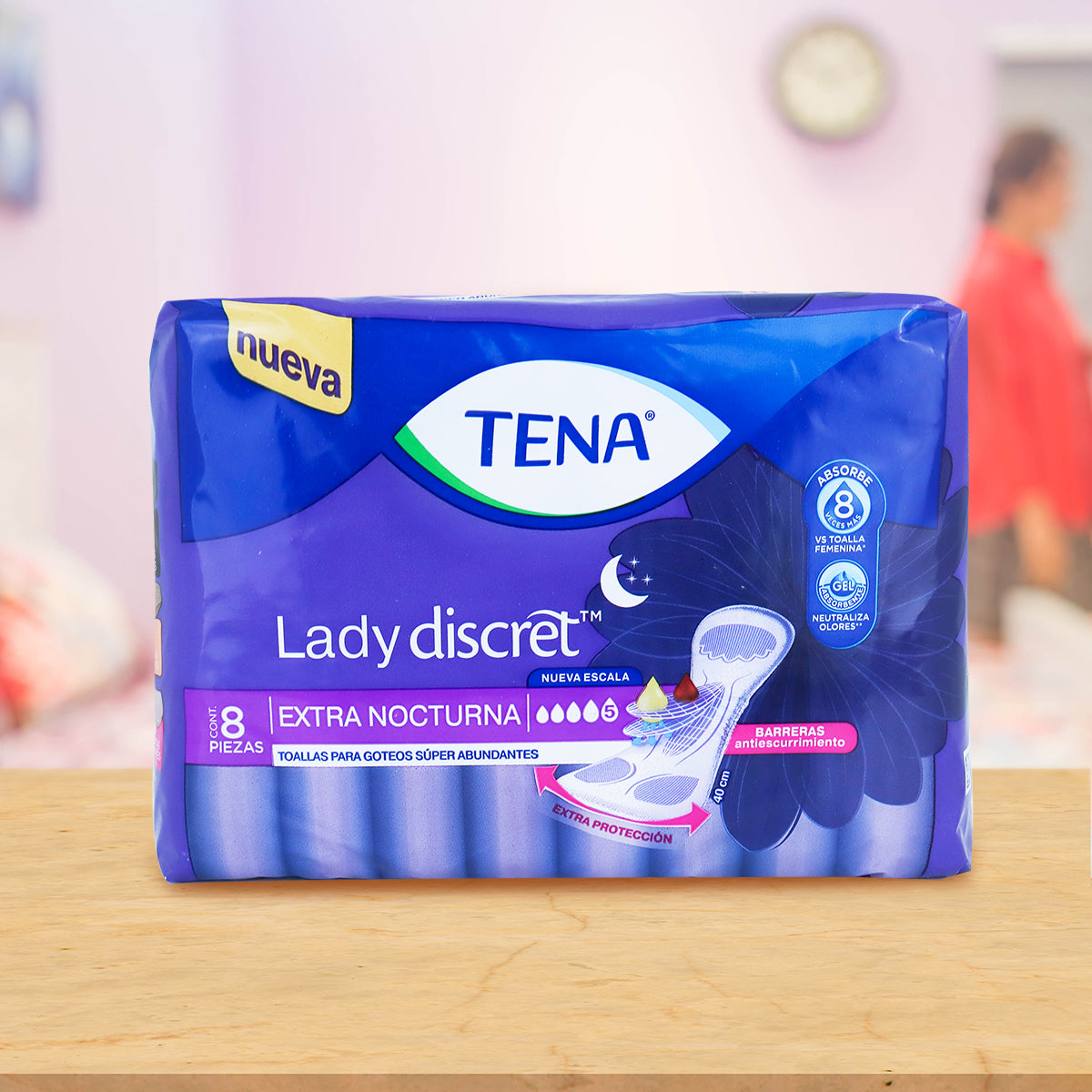 Toallas Extra Nocturna para Incontinencia, Tena Lady Discret